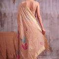 Beautiful Peach Linen Cotton Woven Designer Saree