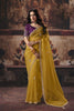 Stunning Mustard Yellow Organza Heavy Motif Sequins Hand Work Saree for Women