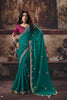 Stylish Teal Green Bemberg Embroidered Saree Sequin Border for Women