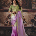 Graceful Lavender Fendy Satin Embroidered Saree Sequin Border for Women