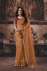 Vibrant Rust Orange Organza Heavy Motif Crystal Beads Sequins Saree for Women