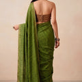 Elegant Olive Green Tissue Woven Designer Solid Saree for Women