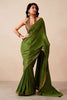 Elegant Olive Green Tissue Woven Designer Solid Saree for Women