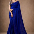 Royal Blue Tissue Woven Designer Saree with Contrast Border
