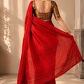 Stunning Red Tissue Woven Designer Saree with Contrast Border