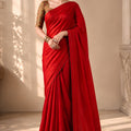 Stunning Red Tissue Woven Designer Saree with Contrast Border