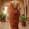 Grateful Rust Brown Tissue Woven Designer Saree with Contrast Border