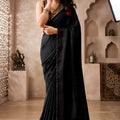 Premium Black Tissue Woven Designer Saree for Women with Contrast Border