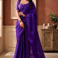 Graceful Purple Tissue Woven Designer Saree for Women with Contrast Border