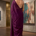 Beautiful Wine Tissue Woven Designer Saree for Women with Contrast Border