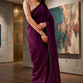 Beautiful Wine Tissue Woven Designer Saree for Women with Contrast Border
