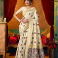 Elegant Cream Modal Silk Woven Katha Designer Saree for Women