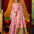 Beautiful Pink Modal Silk Woven Katha Designer Saree for Women