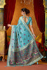 Royal Sky Blue Modal Silk Woven Katha Saree for Women