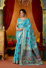 Royal Sky Blue Modal Silk Woven Katha Saree for Women