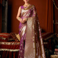 Lovely Purple Soft Silk Woven Jacquard Designer Saree for Women