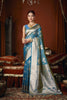Stylish Blue Soft Silk Woven Jacquard Designer Saree for Women