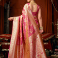 Gorgeous Rani Pink Soft Silk Woven Jacquard Saree For Women