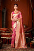 Gorgeous Rani Pink Soft Silk Woven Jacquard Saree For Women