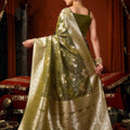 Graceful Olive Green Soft Silk Woven Jacquard Saree for Women