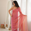 Gorgeous Rani Pink Moss Butti Woven Butti Saree Embroidery Work for Women