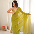 Grateful Olive Green Moss Butti Woven Butti Saree Embroidery Work for Women