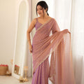 Beautiful Dusty Pink Moss Butti Woven Butti Saree Embroidery Work for Women
