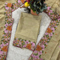 Elegant Beige Manipuri Silk Multi Thread Floral Embroidery Work Saree for Women