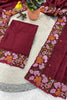 Gorgeous Wine Manipuri Silk Multi Thread Floral Embroidery Work Saree for Women