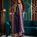 Royal Purple Manipuri Silk Multi Thread Floral Embroidery Work Saree for Women