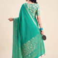 Elegant Teal Green Chiffon Woven Designer Solid Saree for Women