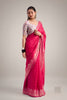 Beautiful Rani Pink Woven Designer Saree Zari Floral Border for Women