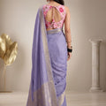 Stylish Lavender Woven Designer Saree  Zari Border for Women