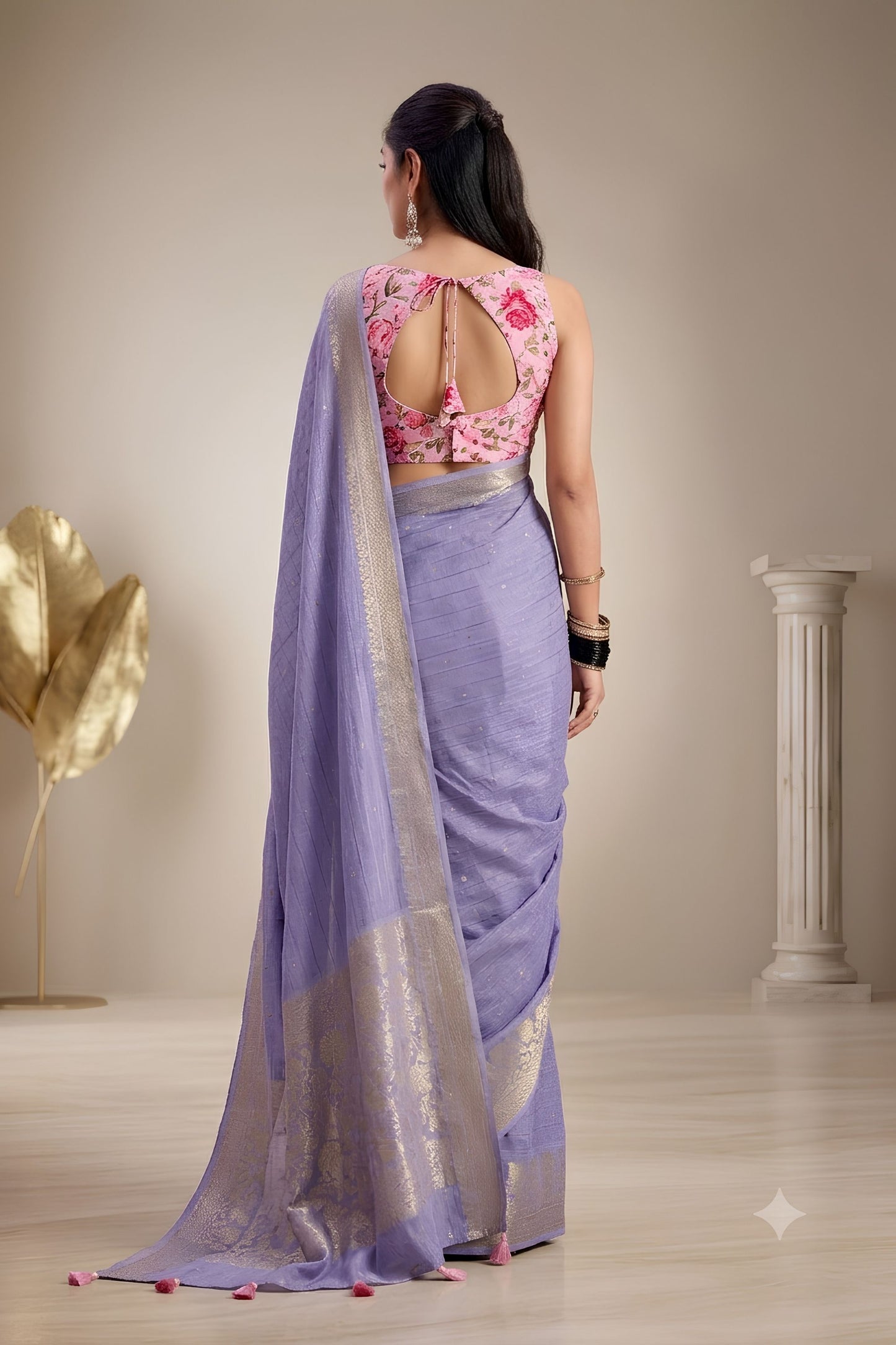 Stylish Lavender Woven Designer Saree  Zari Border for Women