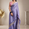 Stylish Lavender Woven Designer Saree  Zari Border for Women