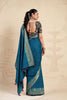 Royal Teal Blue Chiffon Woven Designer Saree with Zari Border for Women