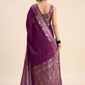 Lovely Wine Purple Chiffon Woven Designer Saree Zari Border for Women