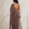 Elegant Coffee Brown Georgette Designer Printed Saree for Women