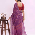 Stylish Purple Georgette Designer Printed Saree Zari Border for Women