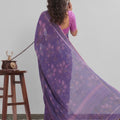 Grateful Purple Georgette Designer Printed Saree Zari Border for Women