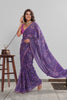 Grateful Purple Georgette Designer Printed Saree Zari Border for Women
