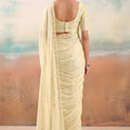 Elegant White Chiffon Designer Saree Embroidery Work for Women