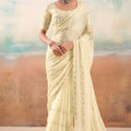 Elegant White Chiffon Designer Saree Embroidery Work for Women