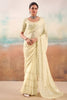 Elegant White Chiffon Designer Saree Embroidery Work for Women