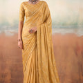 Premium Mustard Yellow Chiffon Saree Embroidery Work for Women