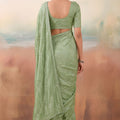 Grateful Sea Green Chiffon Saree Embroidery Work for Women