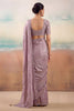 Stylish Mauve Purple Chiffon Saree Embroidery Work for Women