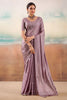 Stylish Mauve Purple Chiffon Saree Embroidery Work for Women