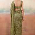 Graceful Olive Green Chiffon Saree Embroidery Work for Women