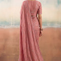 Beautiful Rose Pink Chiffon Designer Saree with Embroidery Work for Women